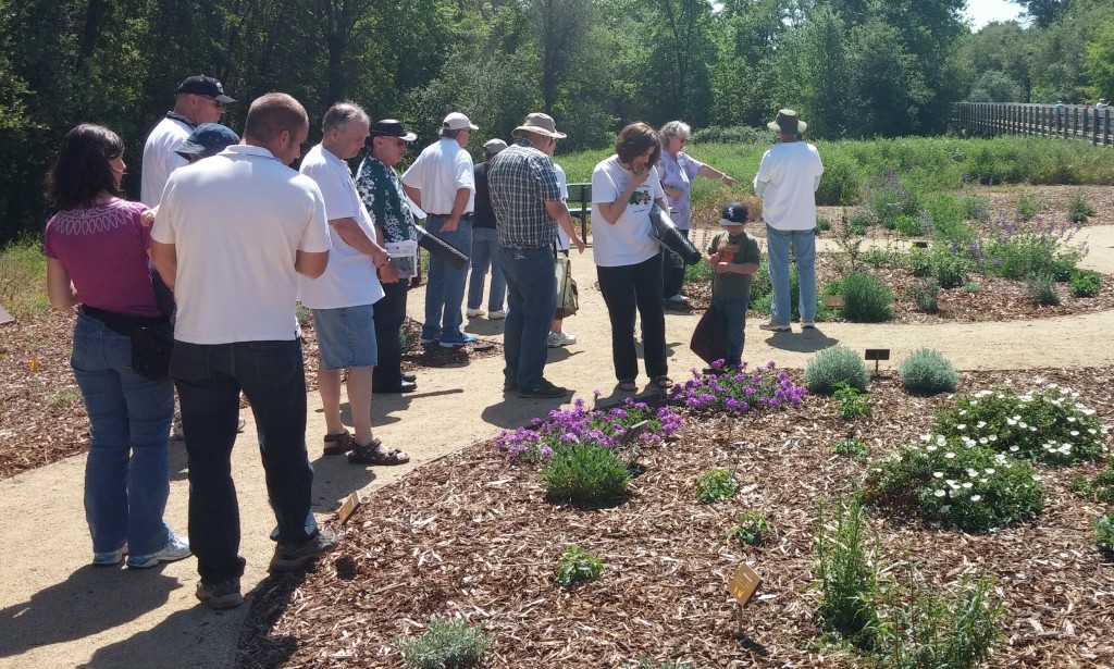 Attendees taking a closer look during a guided tour of the Ranch's drought-demonstration garden.