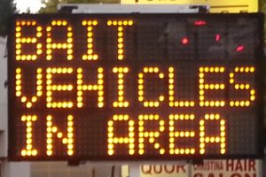"Bait vehicle" warning signs in Citrus Heights // photo credit: Luke Otterstad