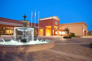 Citrus Heights city hall, fountain, night view