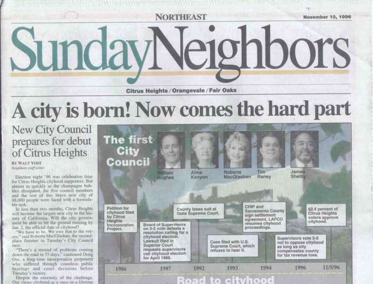 Cityhood, Citrus Heights, Sunday Neighbors
