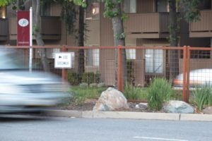 Barrier fence, pedestrians, Citrus heights