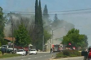 house fire, oak ave, sunrise