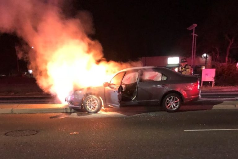 Citrus Heights, police, flaming vehicle