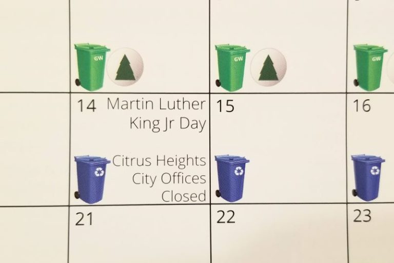 Calendar, Citrus Heights, trash