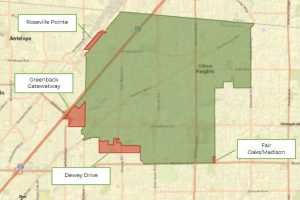A map included in the city's April 27, 2023 agenda packet shows locations being considered for annexation.