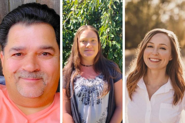 From left to right: Andrew Saunders, Amie Burgundy Brown, Kelsey Nelson. // Submitted by candidates