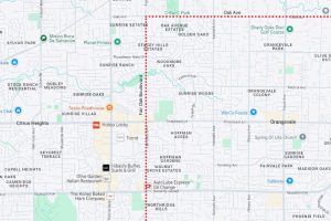 A map showing the road closures affecting Citrus Heights.
