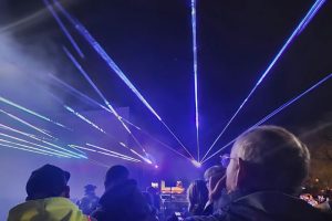 The laser light shows could be seen from the corner of Sunrise Boulevard and Greenback Lane, with bright lasers shooting into the sky.