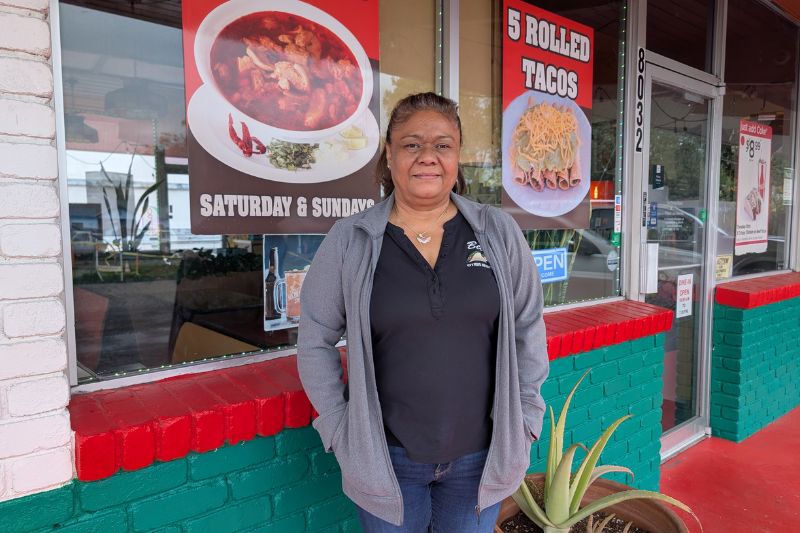 Restaurant owner Hortencia Molina stands in front of Beto's Tacos, located at 8032 Auburn Blvd. 