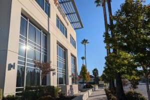 Trees planted along Greenback Lane beside the Dignity Health Building // SB Williams