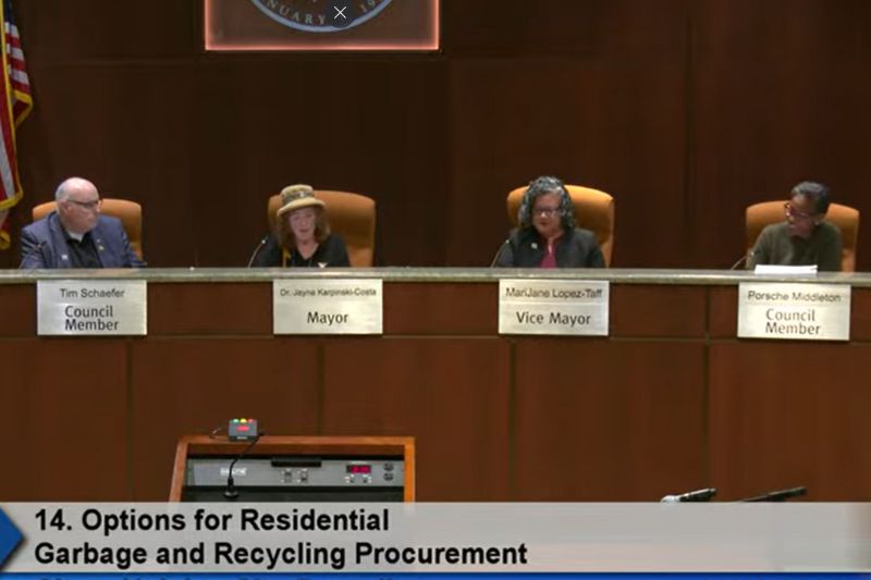 The City Council discussing residential waste collection services on Wednesday, Nov. 12 during the regular Citrus Heights City Council meeting. // SB Williams