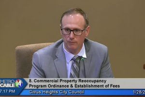 Citrus Heights Community Development Director Casey Kempenaar presented a revised Commercial Property Reoccupancy program to the Citrus Heights City Council on Jan. 28, 2026. // SB Williams