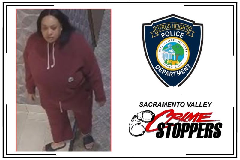 Citrus Heights Police released a suspect photo in a credit card theft and fraud case from Jan. 7. of a Black female adult, 5'6, 250 lb. wearing maroon clothing. Police urge anyone with information to contact the police department or Crime Stoppers Sacramento. // Citrus Heights Police Dept. / CH Sentinel