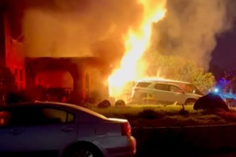 Image from a video of a house fire in Citrus Heights on Dec. 31, 2025, shared by Sacramento Metro Fire District.