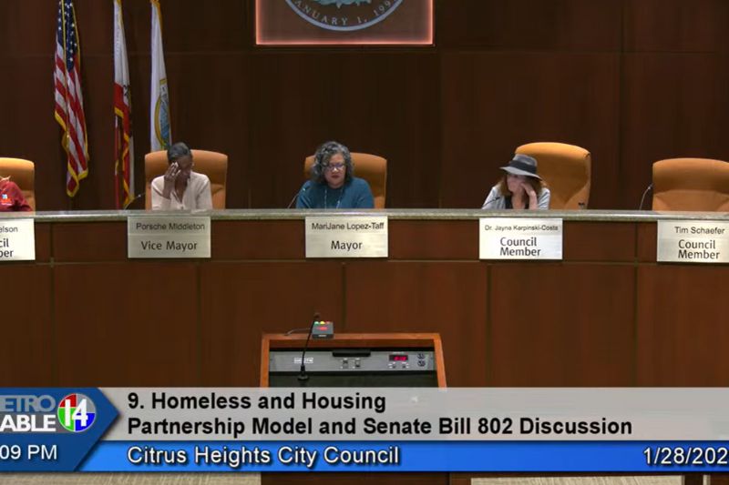 Citrus Heights City Council members discussed housing, homeless and SB 802, with councilmember Tim Schaefer attending virtually, Jan. 28. // SB Williams