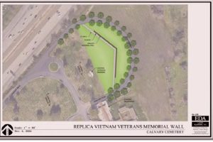 An aerial rendering of the proposed replica Vietnam Veterans Memorial Wall project shared by the Citrus Heights Veterans Memorial project nonprofit to the Citrus Heights City Council on Wednesday, Feb. 11, 2026. // SB Williams