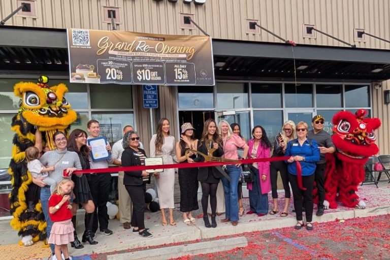 Owner Christina Truong along with family, friends and community members leaders, gather for a ribbon cutting at Gateway Nails & Spa, Saturday, Feb. 7, 2026. // SB Williams