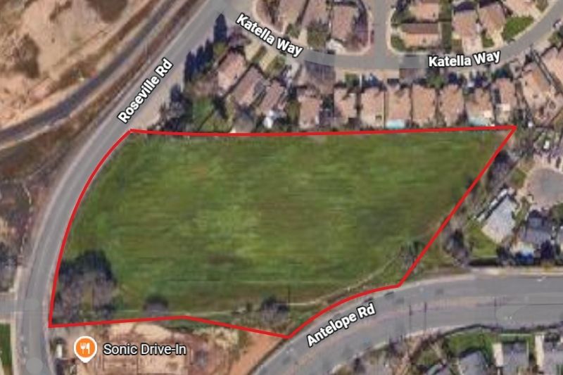 A 5.28-acre parcel of land outlined in red. // Google Maps / CH Sentinel