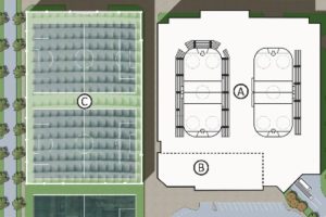 A digital rendering of a potential sports and entertainment complex proposed by The Mettle Shop for a portion of the Sunrise Mall property, from SunriseSportsCenter.com // Sunrise Sports Center The Mettle Shop website