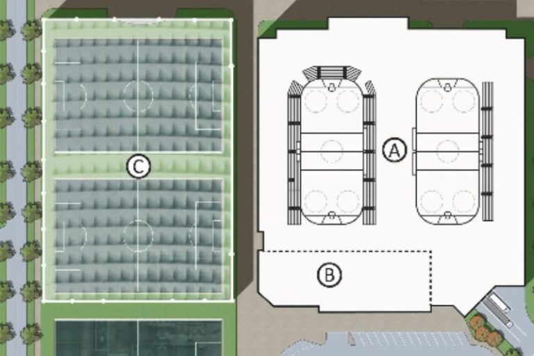 A digital rendering of a potential sports and entertainment complex proposed by The Mettle Shop for a portion of the Sunrise Mall property, from SunriseSportsCenter.com // Sunrise Sports Center The Mettle Shop website