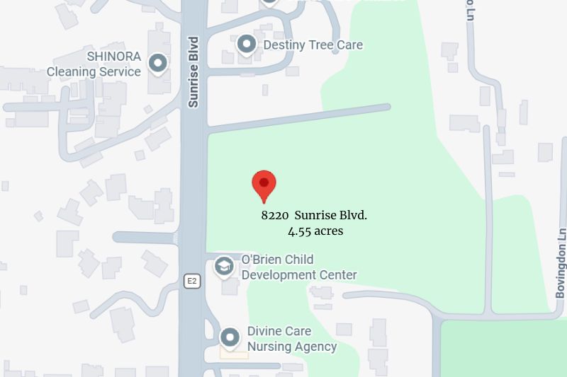 Google Maps image of 8220 Sunrise Blvd., a 4.55-acre parcel listed for sale in Citrus Heights // SB Williams