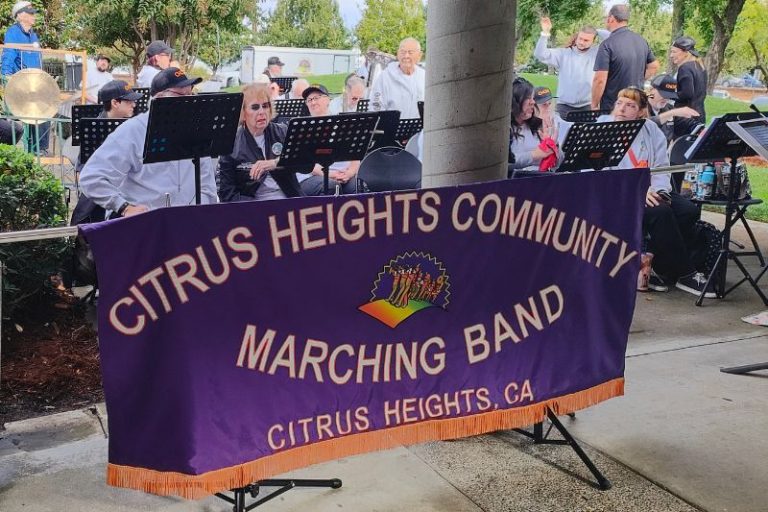 Citrus Heights Community Marching Band, holiday craft fair performance at Rusch Park, Nov. 2025. // SB Williams
