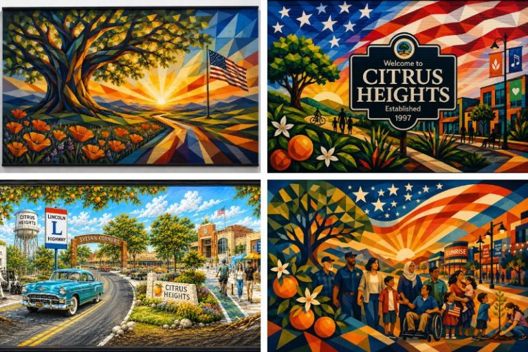 Concept mural designs by nonprofit Citrus Heights Arts. Preliminary proposals ONLY and are not final designs. Full mural concepts are not fully visible in this photo compilation. Citrus Heights residents are currently voting on the proposed concepts through May 29. // Visit Citrus Heights Arts to vote: https://www.facebook.com/CITRUSHEIGHTSARTS