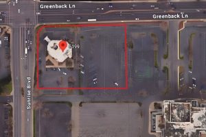 A .93 parcel at the corner of Sunrise Blvd and Greenback Ln. has hit the market for $10.3M. // SB Williams
