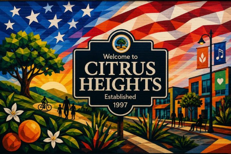 Option 2 out of 4 mural concept designs was selected via community voting as the winner for a proposed mural to be painted on the wall of Citrus Heights City Hall. // Citrus Heights Arts