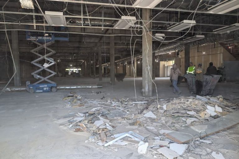 Demo has begun inside the old SEARS building at Sunrise Mall, in preparation for a new indoor slide park. // SB Williams