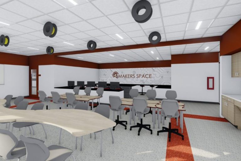 A rendering of a new "makers space" classroom, which will be part of a science wing remodel project at San Juan High School in Citrus Heights. // Studio W Architects