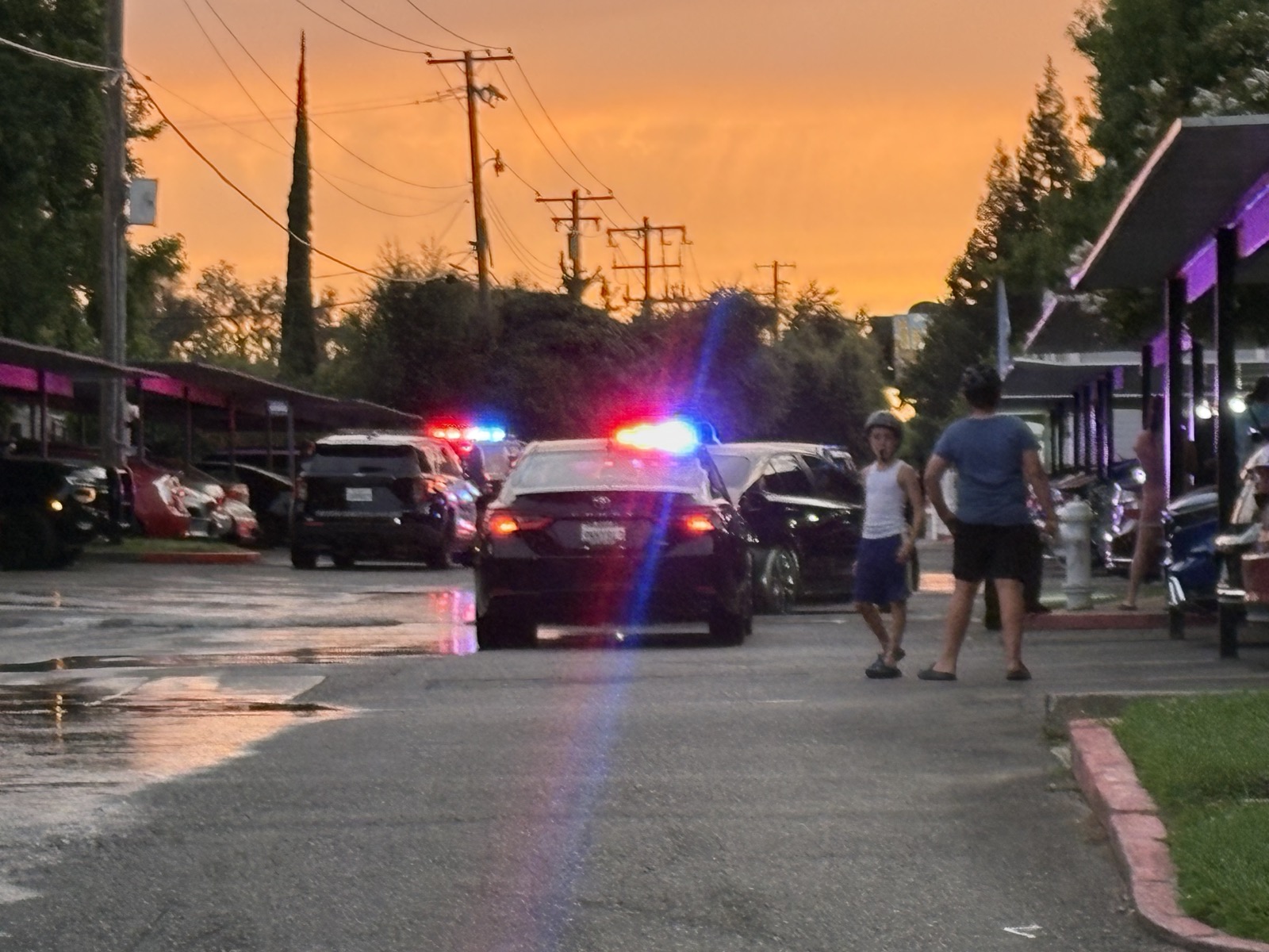 A heavy law enforcement presence could be seen in the area of Auburn Oaks Court Monday night after officers responded to reports of the sound of gunshots. July 13, 2026. // SB Williams