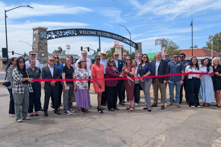 Citrus Heights City staff, City Council, regional and local leaders and partners, gathered together Thursday, Aug. 27 to celebrate the official completion of Phase 2 of the Auburn Blvd. Complete Streets project in Citrus Heights. // SB Williams