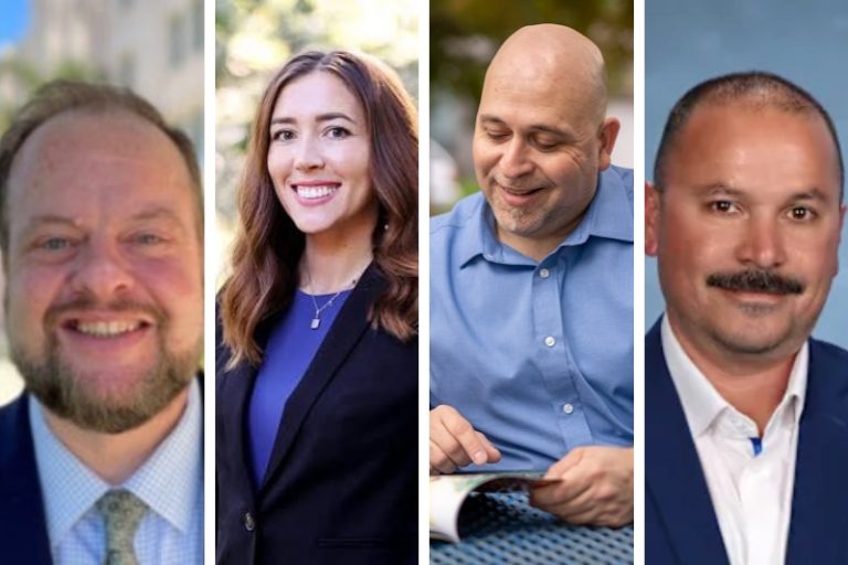 Current candidates for SJUSD school board in the 2026 election cycle: Left to Right: Ben Avey, incumbent, running unopposed; Tanya Kravchuk, incumbent, running unopposed; Murad "Moe" Sarama, candidate; Manuel Perez, incumbent candidate. // LinkedIn - Facebook - Candidate campaign websites