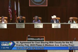 The Citrus Heights City Council meeting was briefly disrupted by a remote caller who raised their hand to comment on Agenda Item 10, city officials said. Aug. 12, 2026. // SB Williams