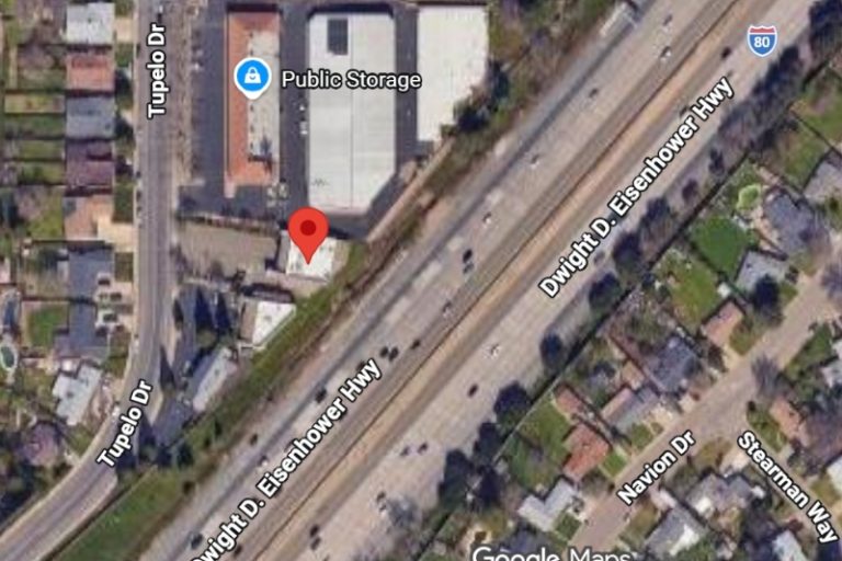 A commercial building at 6366 Tupelo Drive, which directly faces Interstate 80, is listed for sale at $1.6 million.
