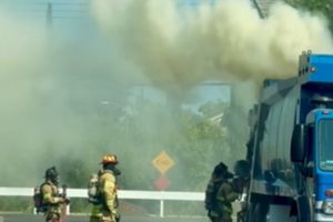A garbage truck in Citrus Heights caught fire Monday afternoon // Sac Metro Fire District