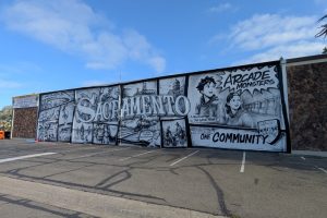 A large mural has appeared on the side of the future Arcade Monsters in Citrus Heights, catching the eye of both residents and city officials. // SB Williams