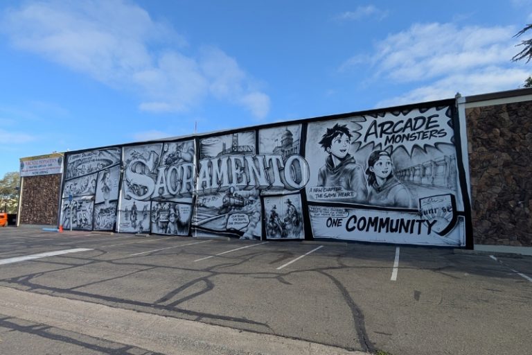 A large mural has appeared on the side of the future Arcade Monsters in Citrus Heights, catching the eye of both residents and city officials. // SB Williams