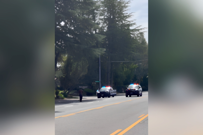 A still shot from video captured by Sentinel staff on Aug. 20 as Citrus Heights Police pursued the suspect of an assault who was walking in the middle of Auburn Blvd. // CH Sentinel
